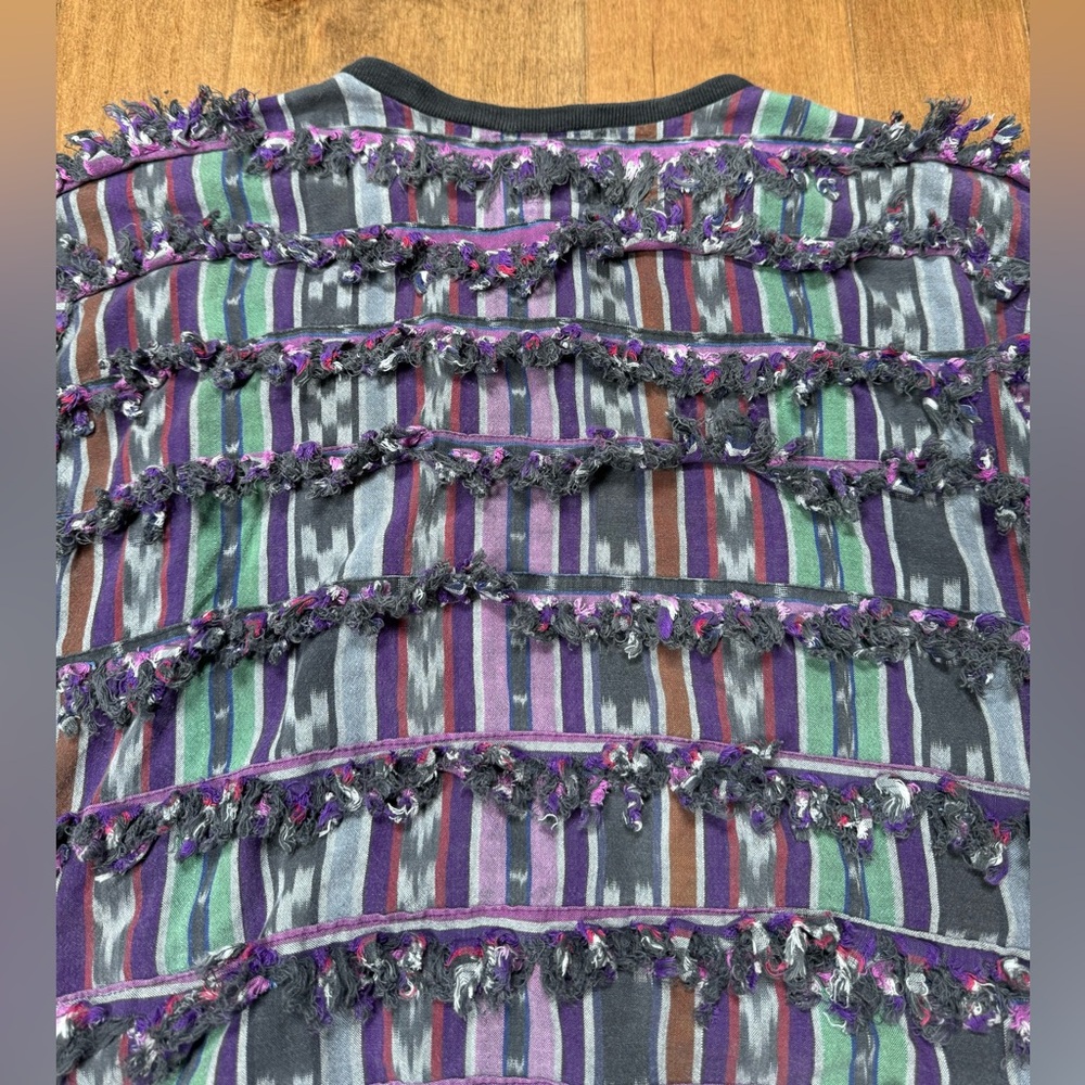 Paula Sweet‎ Muslin Mink Made in USA Vintage Fringe Long Sleeve Top Multicolor M - Picture 4 of 5